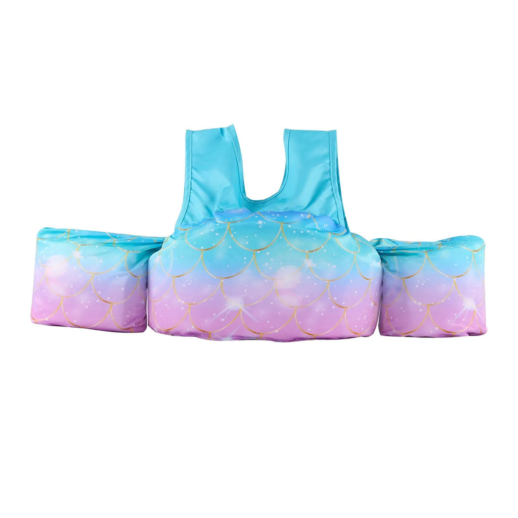 Cartoon-themed children's polyester arm swimming ring life jacket in various print designs.