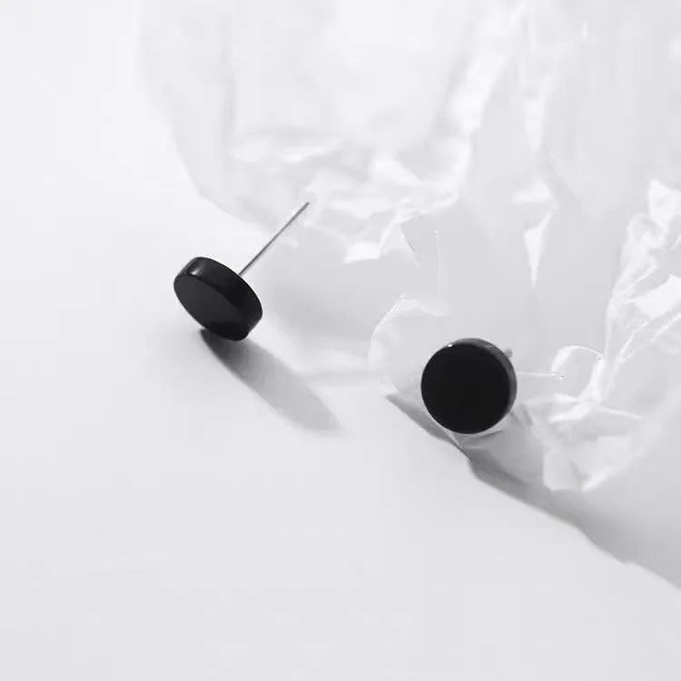S999 sterling silver flat ear bone studs in geometric round shape with electroplated silver or black finish