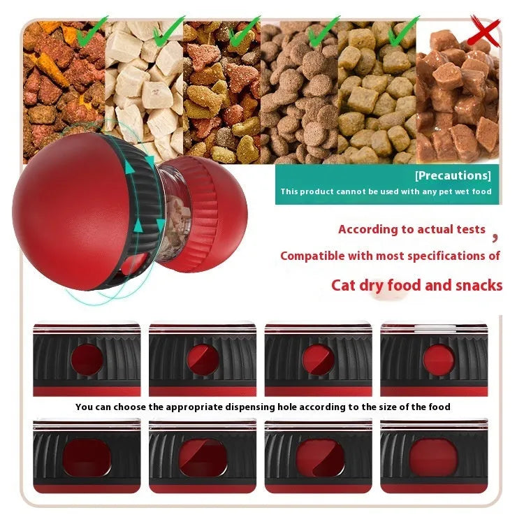 Rotating plastic cat toy with sound features and food dropping ball for indoor pet enrichment