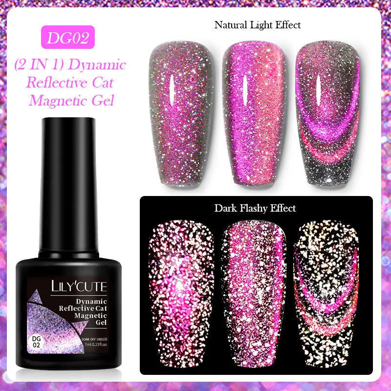 Cat eye series UV brilliant nail polish gel with diamond glitter in six colour variations