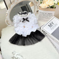 White polyester waltz gauze skirt pet clothing for small dogs in princess style with size measurement chart