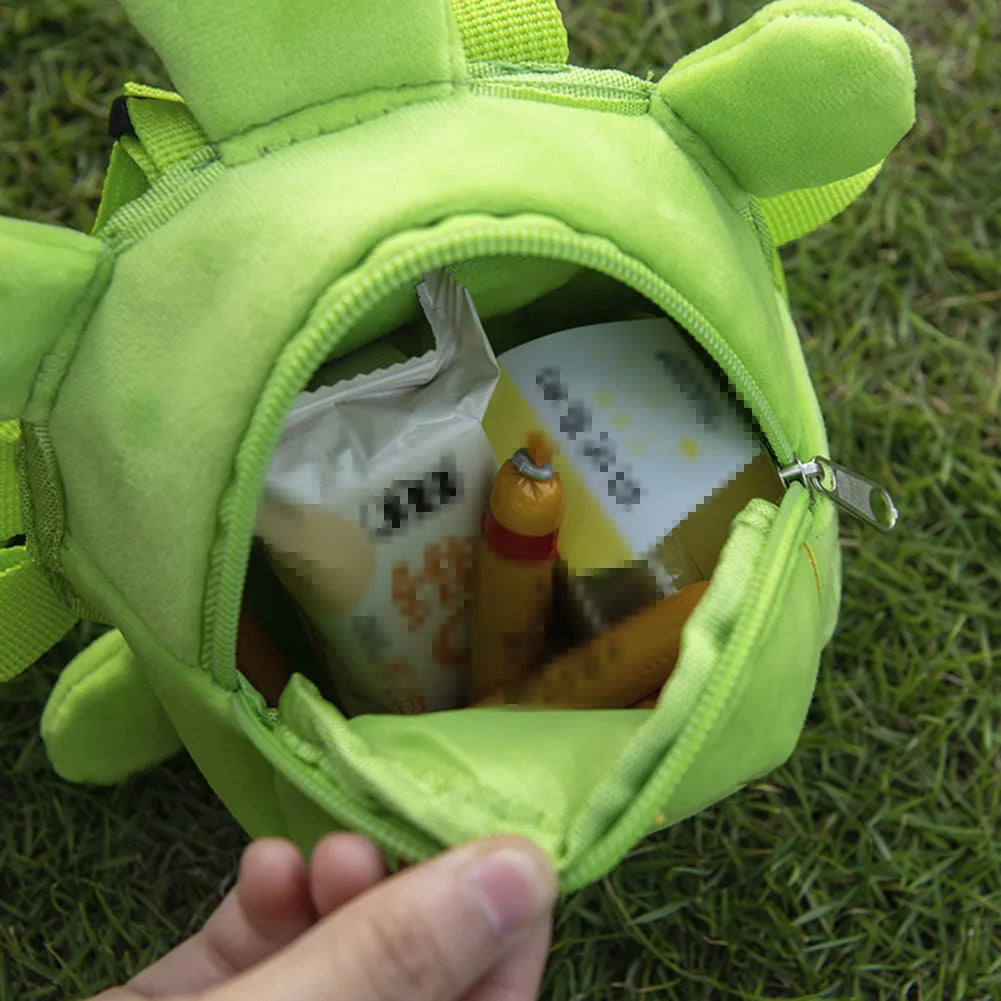 Cartoon turtle shape dog backpack harness in velvet fabric with metal zipper closure