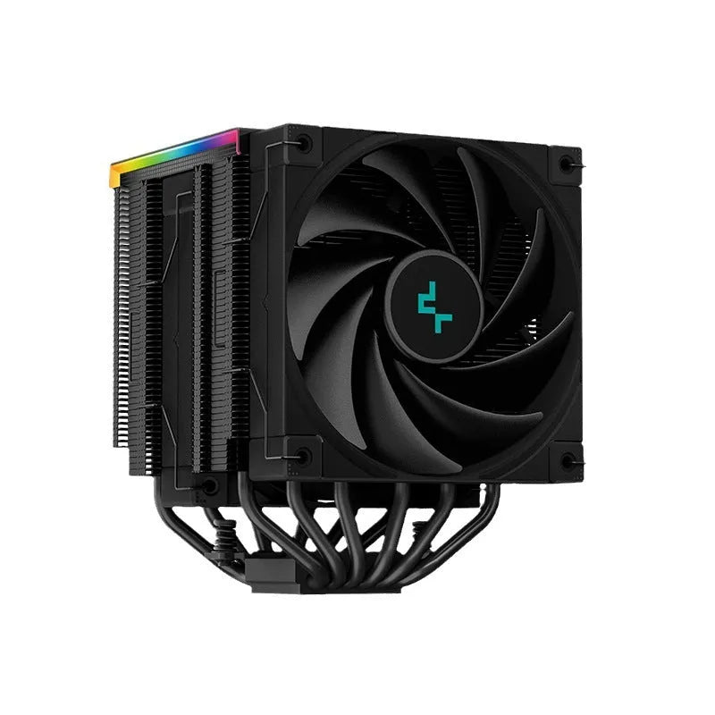 Dual tower CPU air cooler with digital temperature display in black or white finish.