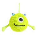 Green sound-activated interactive dog teething ball toy with flexible plush and TPR construction