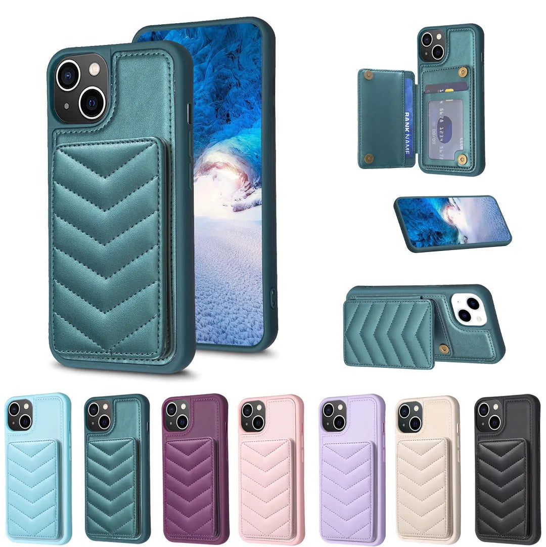 Flip PU phone case with crossbody strap for iPhone 11-15 series in black colour