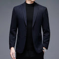 Men's solid colour wool winter jacket with long sleeves and round hem in loose fit