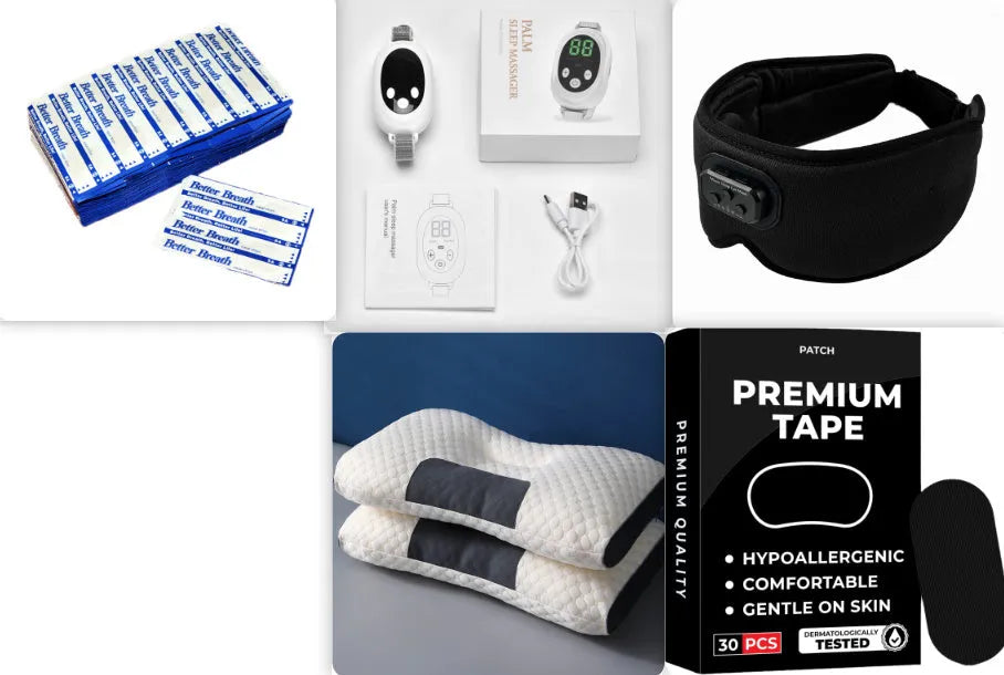 White sleep aid device with remote control and adjustable intensity settings including sleep bracelet
