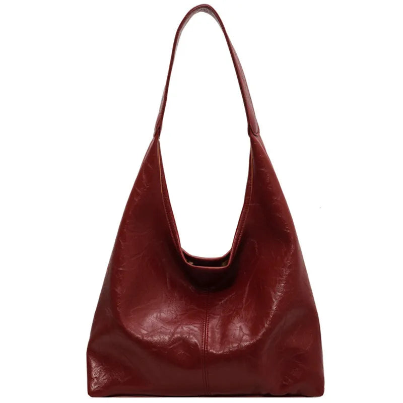 PU leather large shoulder bag with adjustable strap and zip closure in multiple colour options