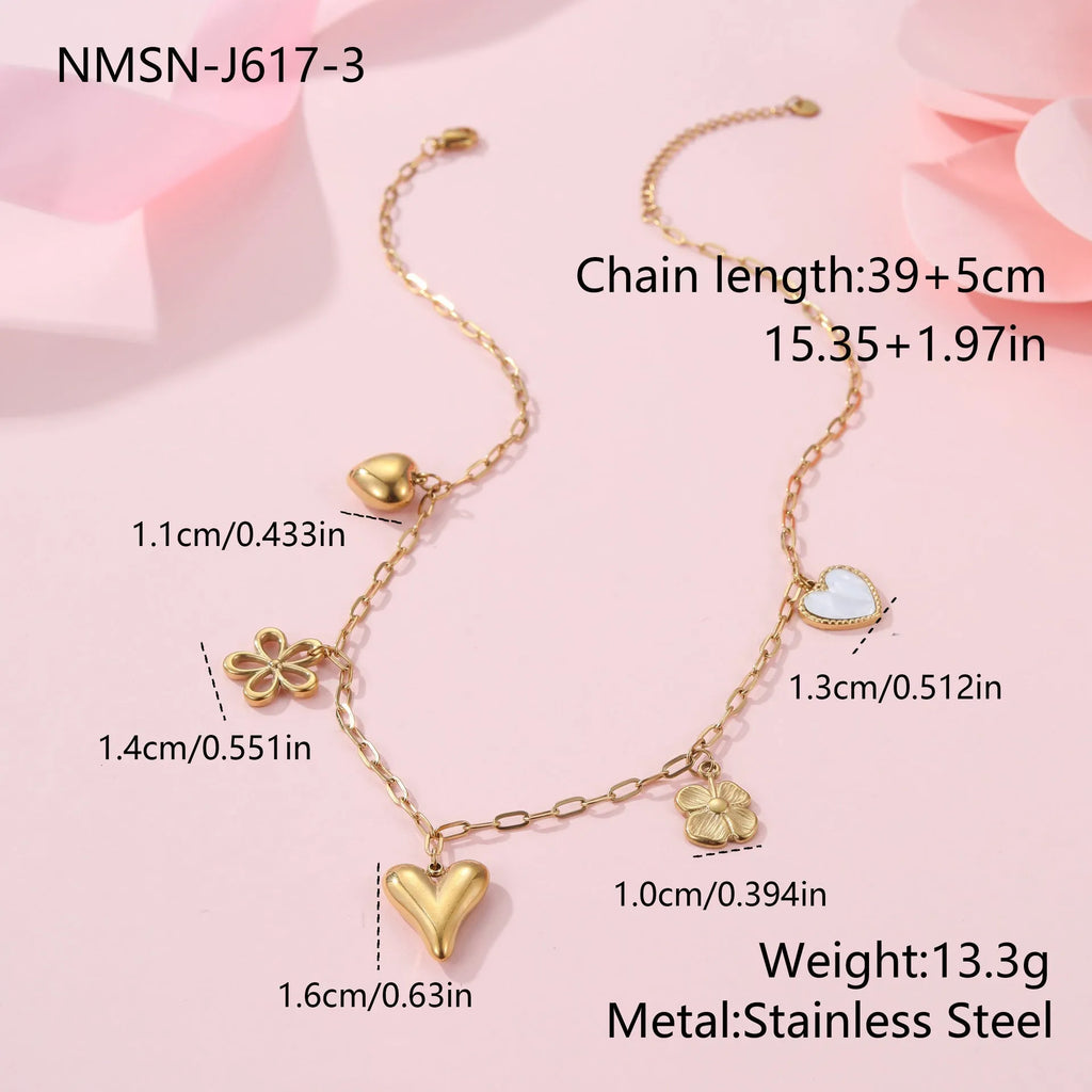 Stainless steel women's necklace with geometric pendant on adjustable 41-50cm chain