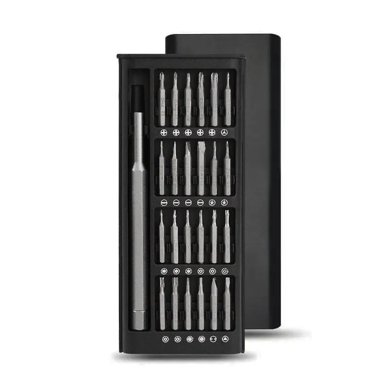24-in-1 precision magnetic screwdriver set with aluminium handle and organised bit selection