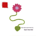 Hand-crocheted wool bookmark with little daisy design and flexible wire core in small size