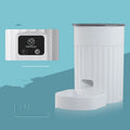 White PP cat automatic pet feeder with WIFI control, side view showing button panel and food tray