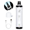 Electric dog nail grinder device showing LED indicators and LCD display for 3-speed pet nail trimming