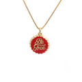 Copper bottle cap pendant necklace with gold electroplating on a 40cm box chain.
