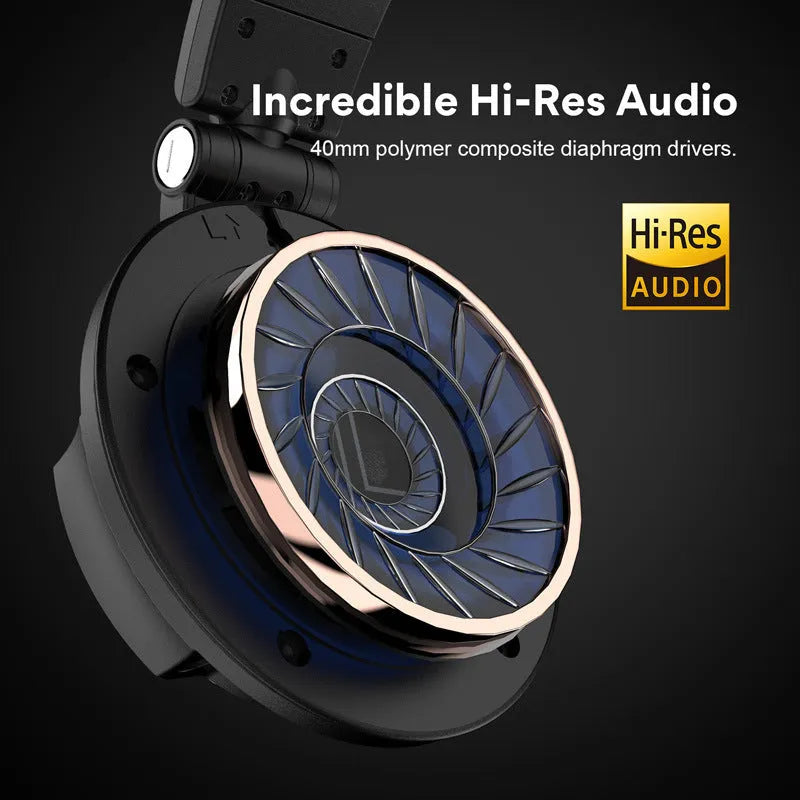 Wired noise reduction monitor headset with 40mm driver and dual 3.5mm/6.5mm plugs on black background