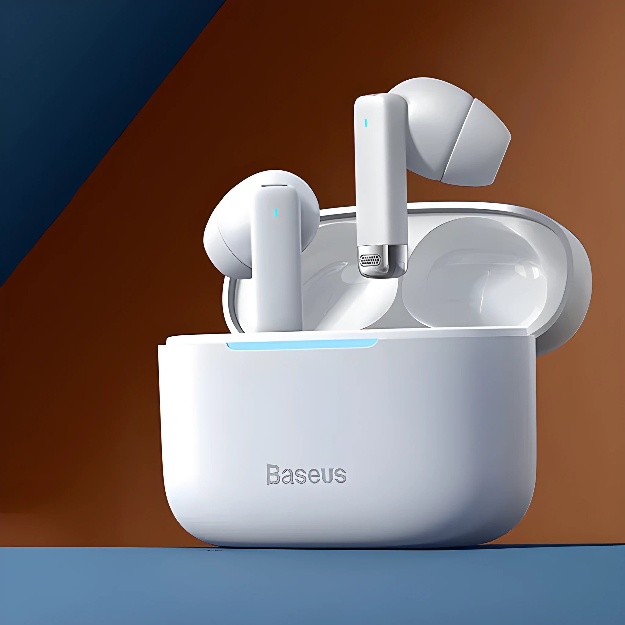 Pearl White and Obsidian Black true wireless earbuds with charging case, featuring active noise cancellation and IPX5 rating.