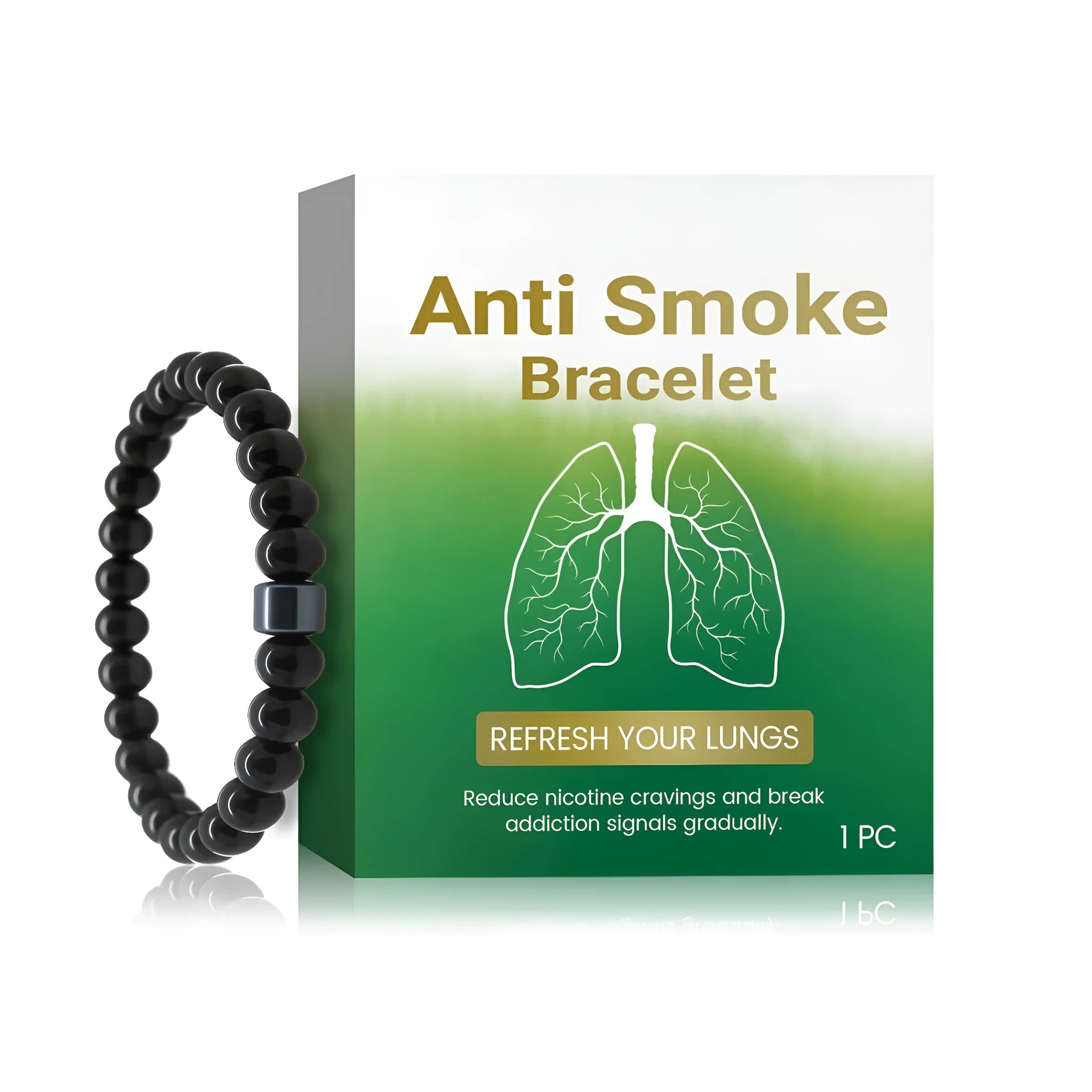 Men's adjustable smoke prevention bracelet in glass and black gallstone materials