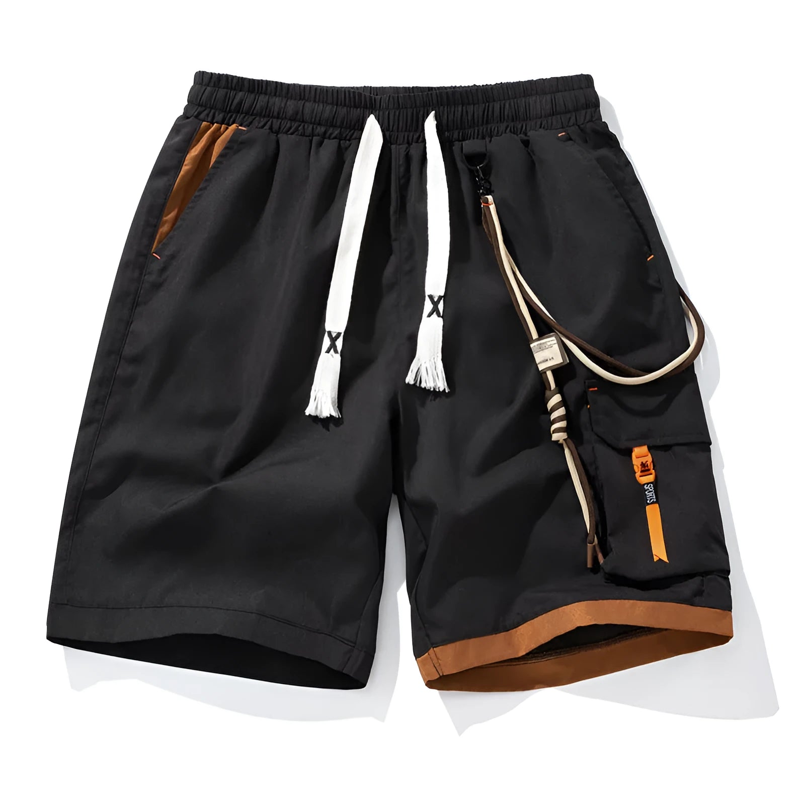Men's plus size bamboo fibre shorts with elastic high waist in a straight-leg, cropped style.
