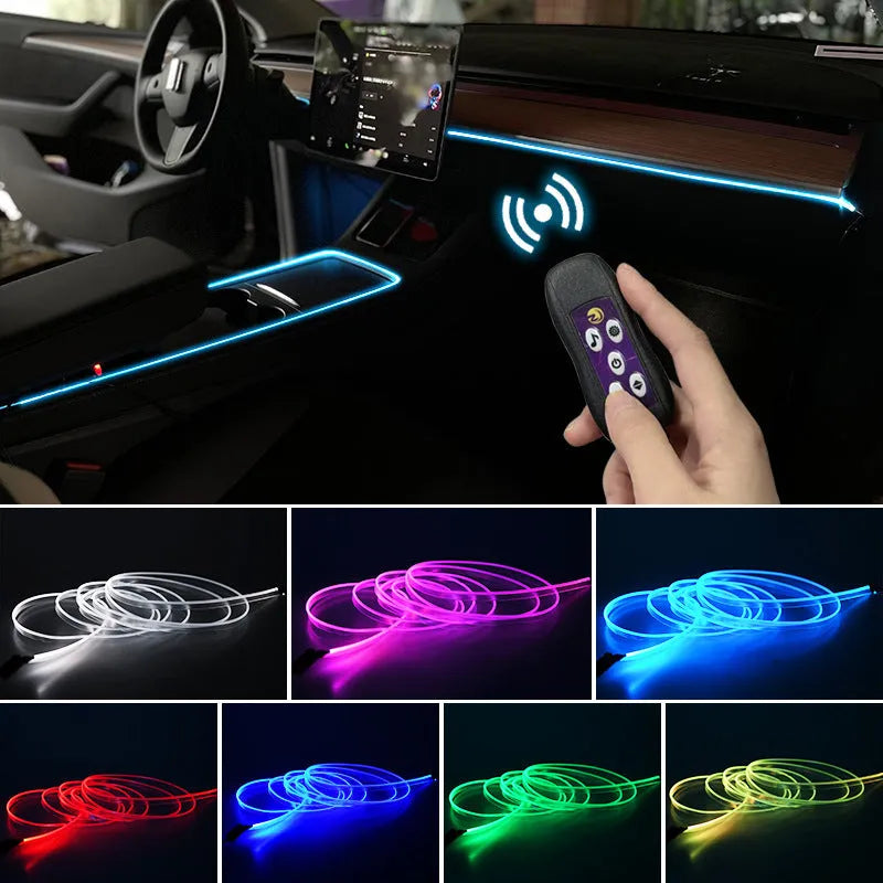 USB-powered flexible LED car ambient light strip for colour-changing dashboard and centre console decoration
