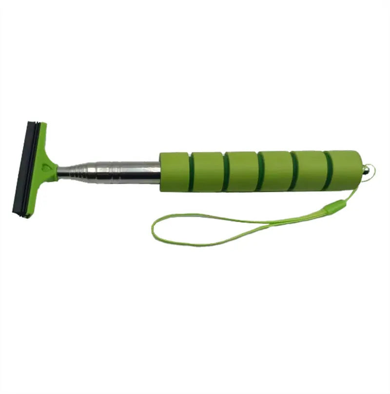 Retractable car rearview mirror wiper showing extended and compressed lengths with rubber blade