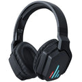 Luminous black wireless stereo headphones with LED lighting, head-mounted design