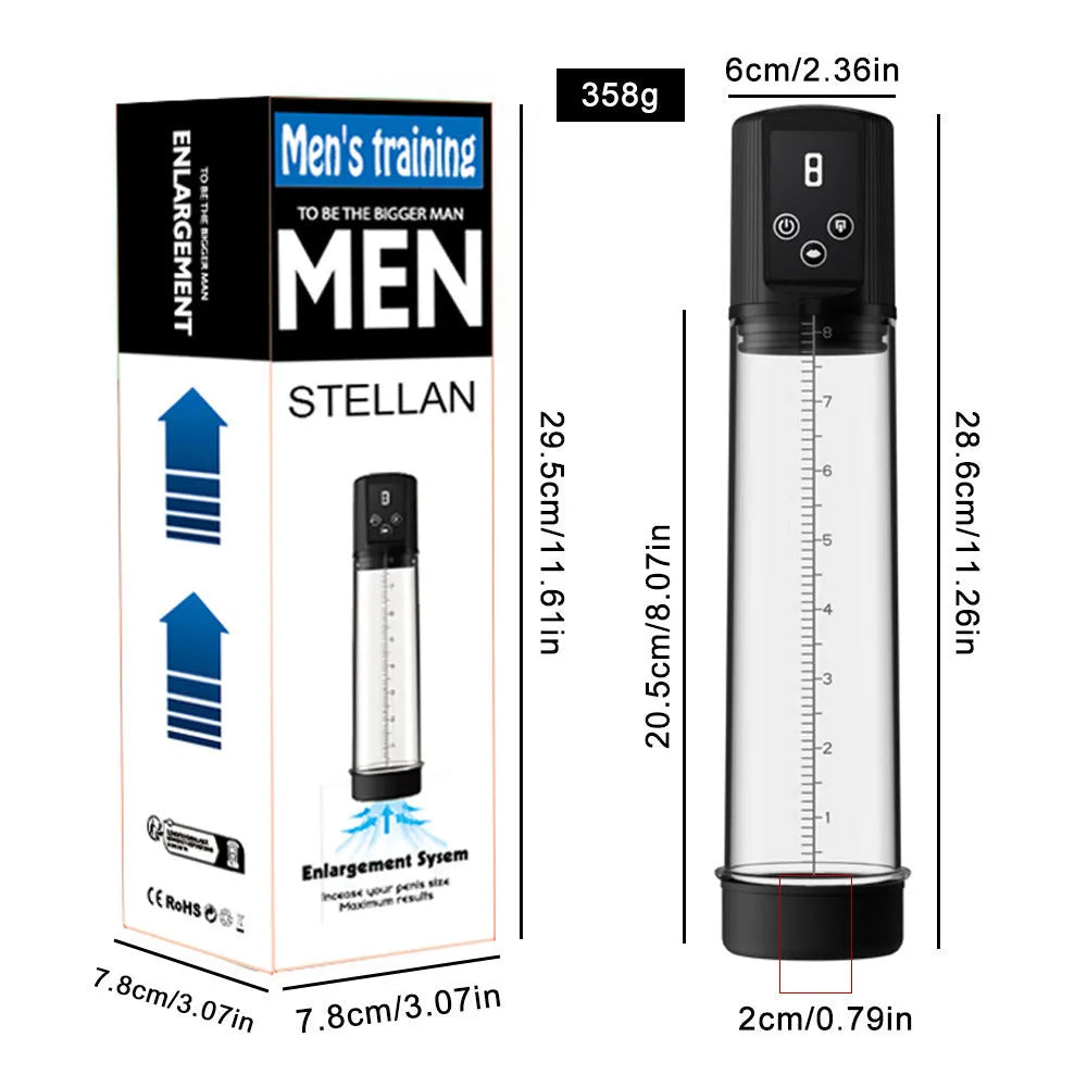 Men's airplane bottle shaped masturbation device with electric pump for negative pressure exercise.