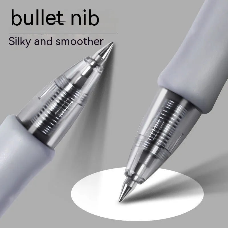 0.5mm gel pen in plastic construction with black, red and blue ink colour options