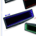 280mm wide flat car rearview mirror with anti-glare coating and colourful LED lighting in blue colour