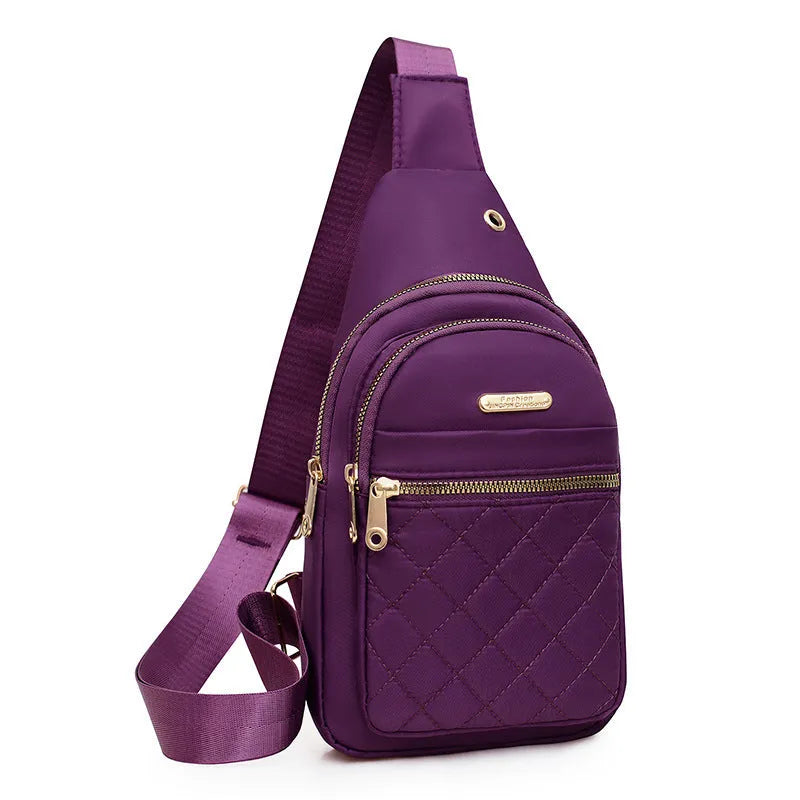 Oxford cloth sports crossbody chest bag with plaid pattern in multiple colour options