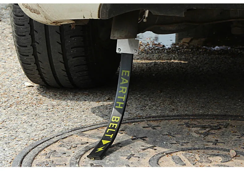 Black rubber car electrostatic grounding chain with copper wire, 370mm long, for sedan SUV van.