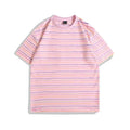 Striped loose fit half sleeve t-shirt with round neck collar in multiple colour options