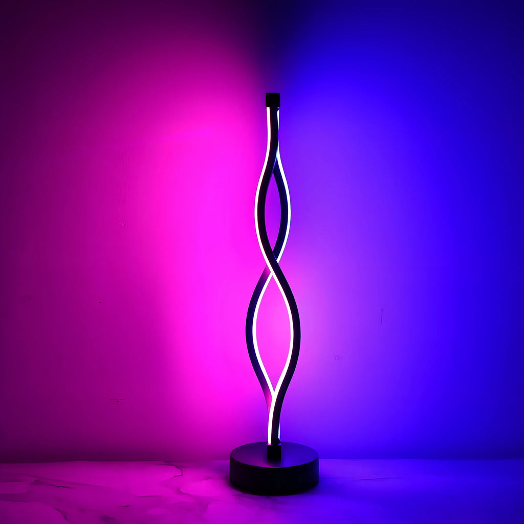 Black aluminium desk lamp with touch dimming and three-colour button control