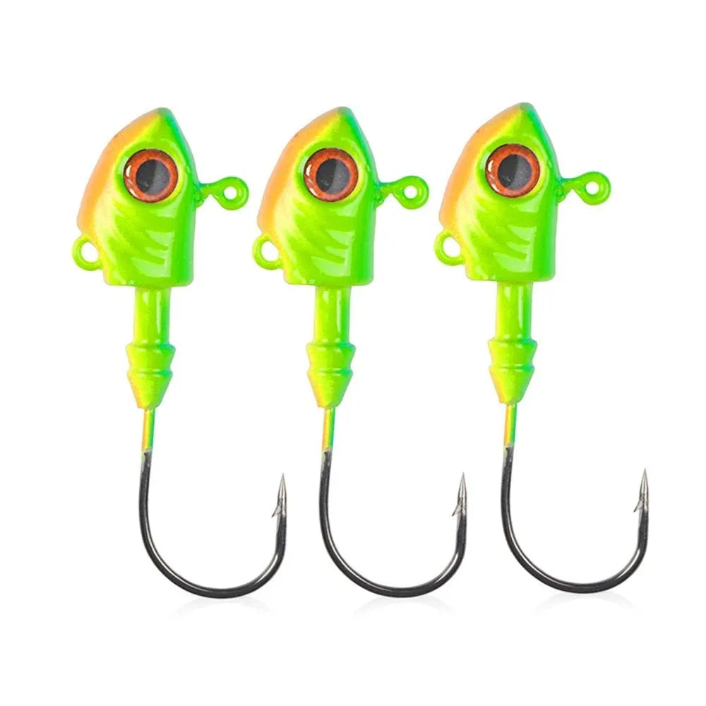 Fish-shaped lead head fishing hook in multiple weight options from 3.5g to 28g