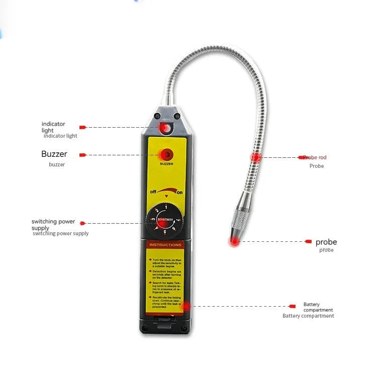WJL-6000 halogen refrigerant leak detector with 20cm probe for automotive air conditioning systems