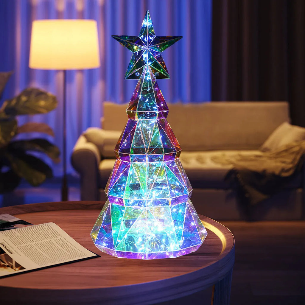 Colourful cartoon Christmas tree luminous decoration with dimensions 14.5cm by 4.8cm by 20cm