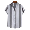 Men's casual polyester striped shirt in a colour option, front view, suitable for daily wear