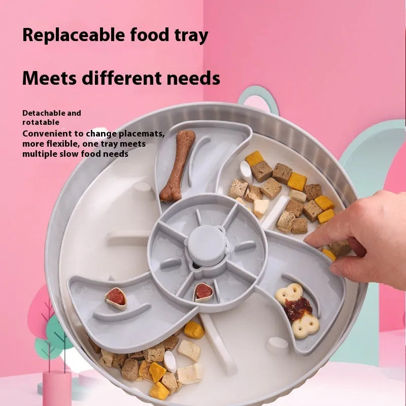 Pet slow feeder bowl with removable game mat and anti-choke silicone pad in choice of colours