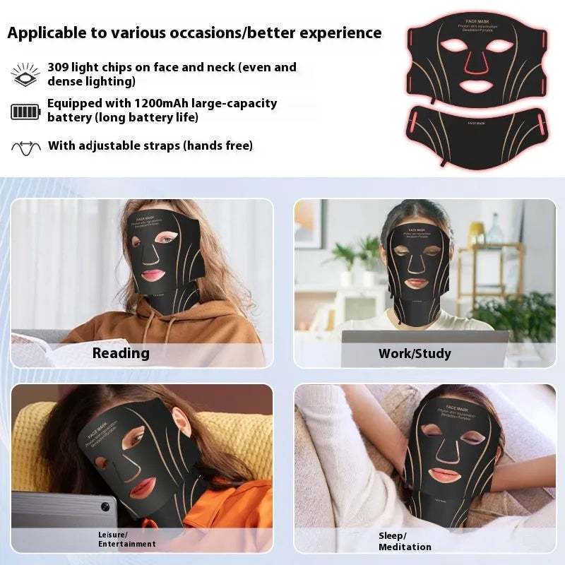 Black and gold silicone headband IPL LED facial mask device with touch screen controls.