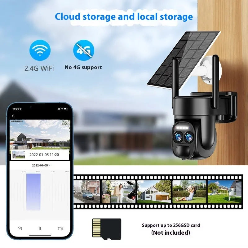 Solar-powered home security camera with 8x zoom and 4G/Wifi connectivity options