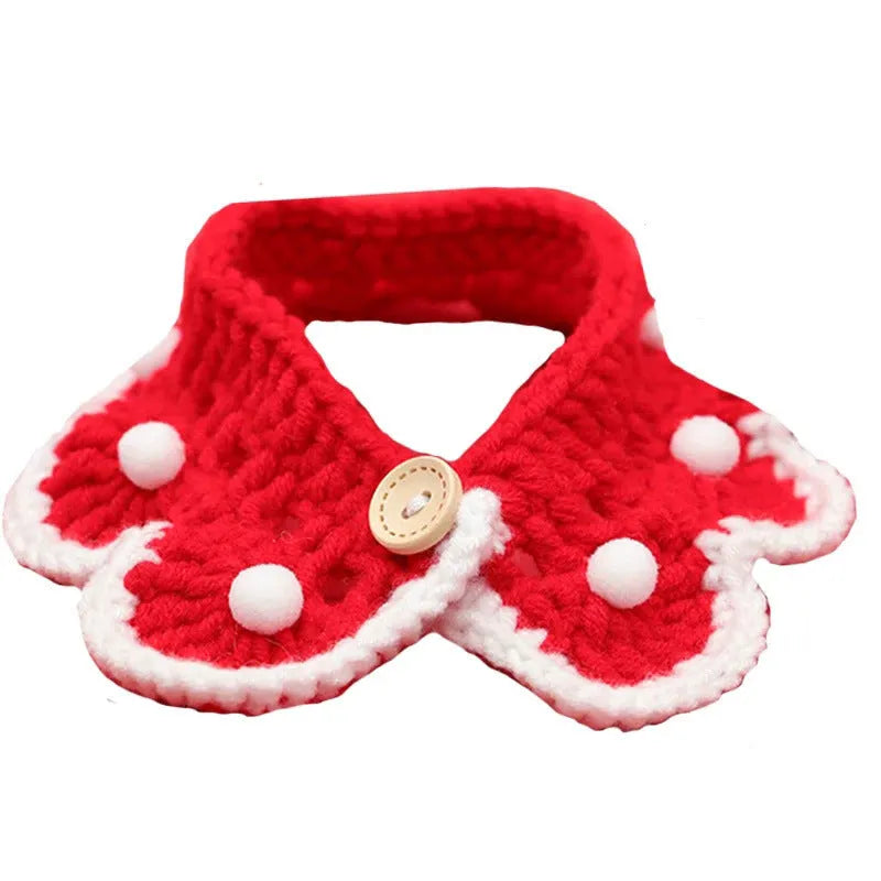Cartoon pattern wool knitted collar for pets in four sizes with milk cotton construction