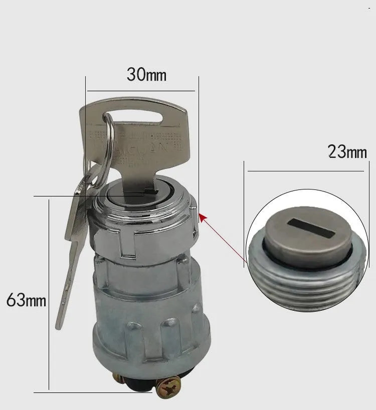Pure copper foot ignition lock with key for trucks and agricultural vehicles