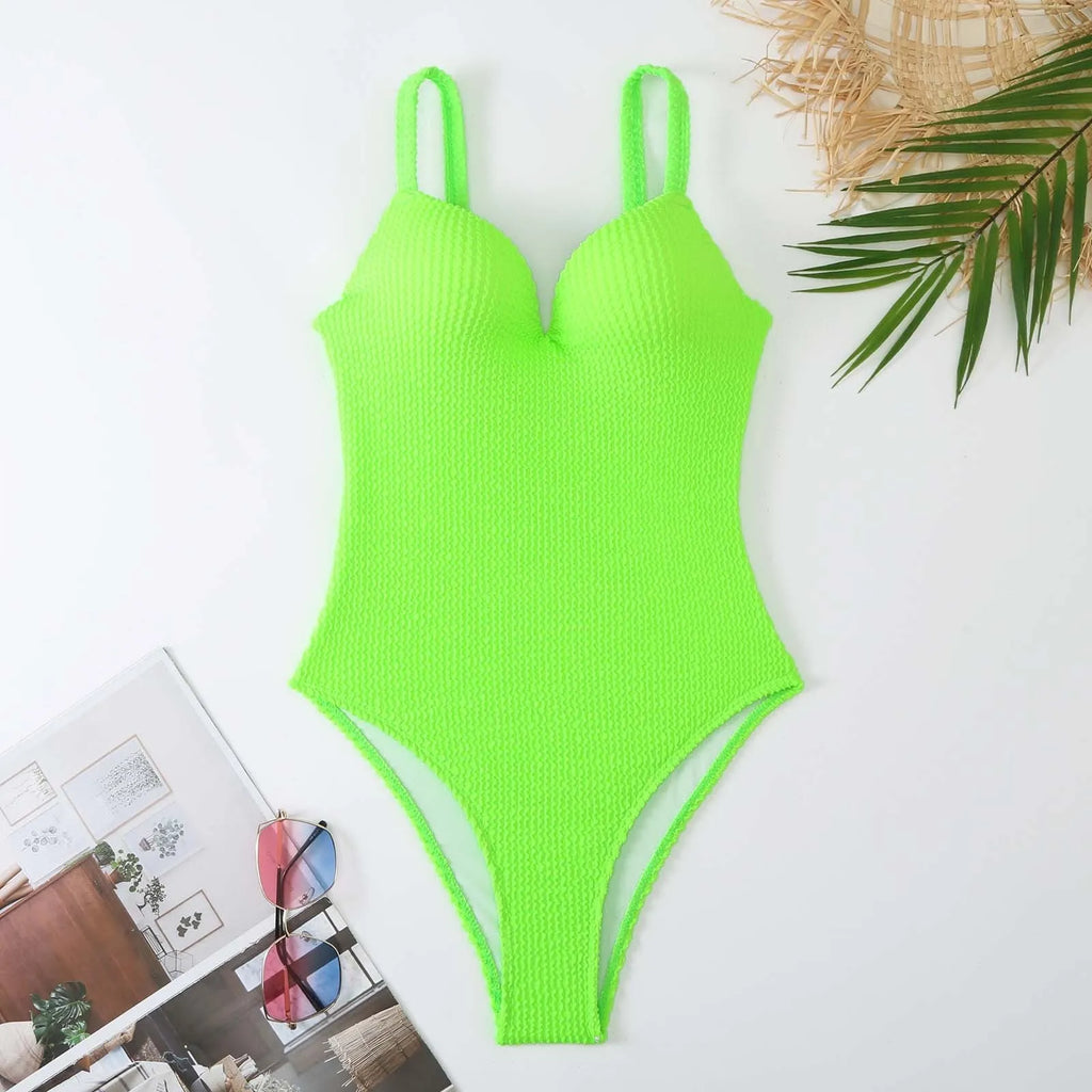 Women's sunkist stripe one-piece swimsuit in sleeveless polyester design