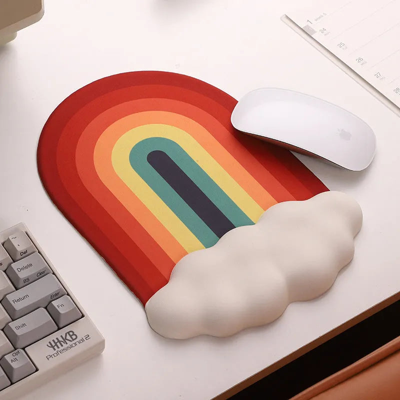 Silicone wrist rest mouse pad and keyboard support with cloud pattern design