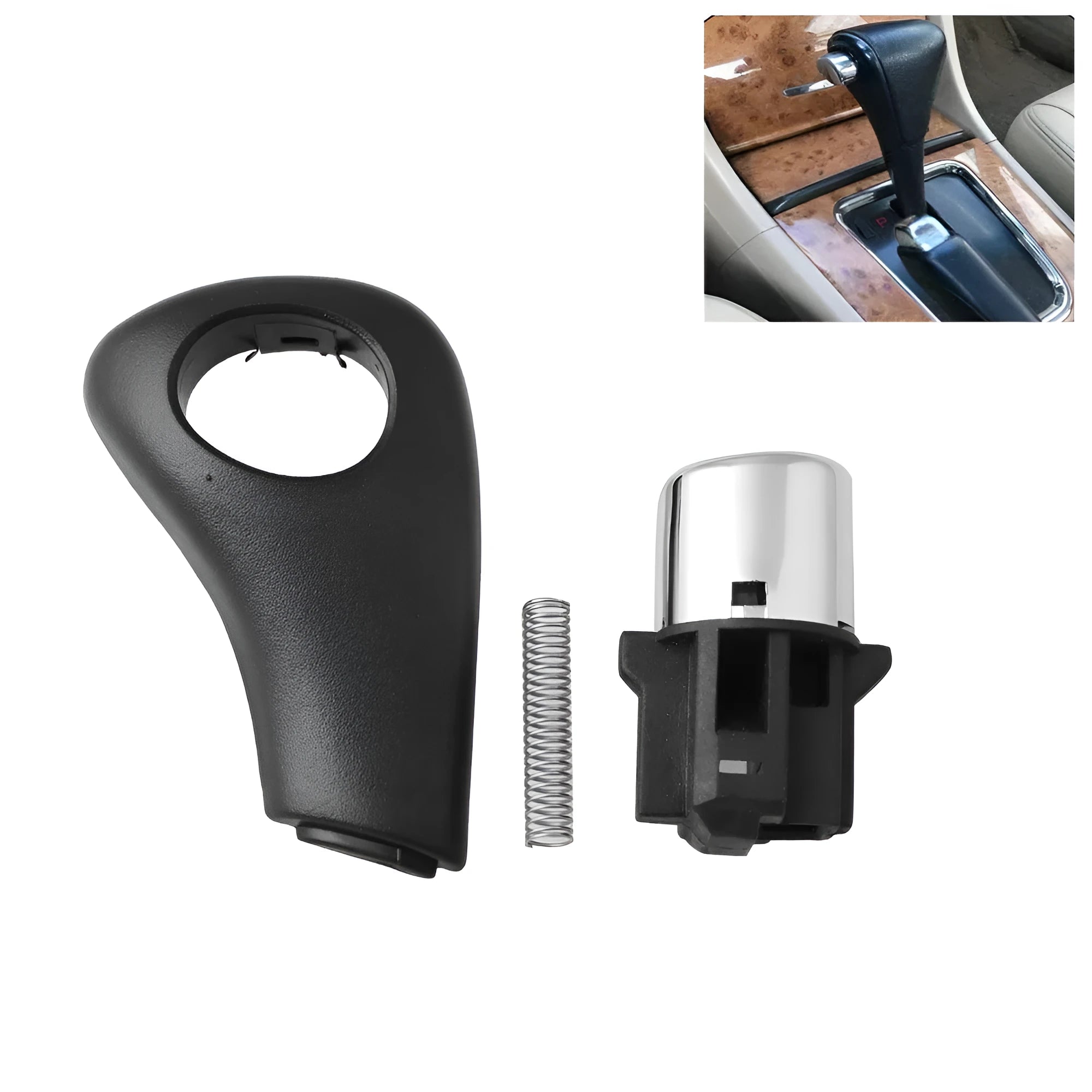SK206 black plastic shift button, spring, and side plate for 2003-2005 Honda Accord