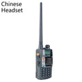 Baofeng UV-5RA black handheld dual-band two-way radio with dual display screen and antenna.