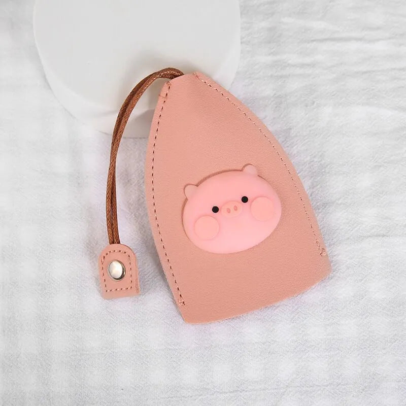 Cartoon style pull-out car key case made from PU leather in assorted designs