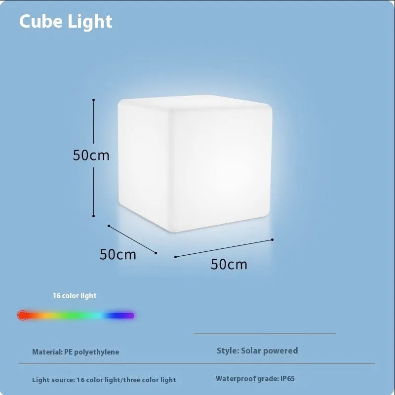 Modern square LED cube stool light for outdoor gardens and patios with waterproof IP65 rating