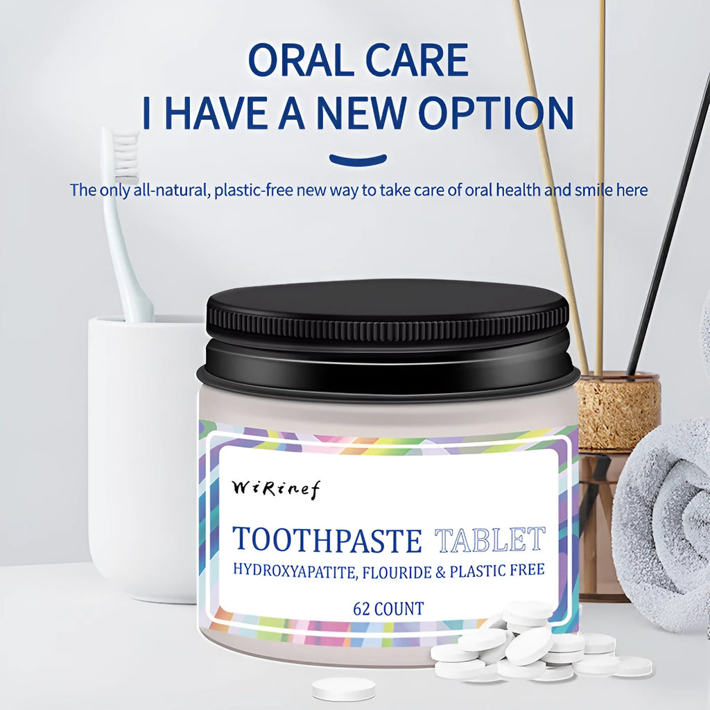 TP19 solid toothpaste tablets in portable packaging, 62 count pack for travel oral care