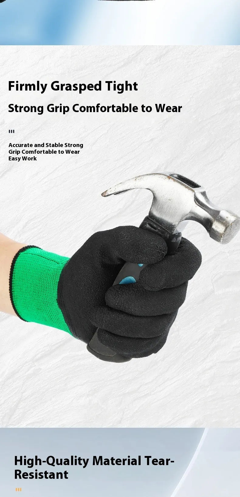 Black and green rubber work gloves with a textured, non-slip surface for labour protection.