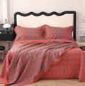 Cotton gauze bed blanket three-piece set with floral pattern showing blanket and two pillowcases